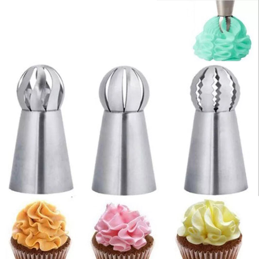 1/3PC Cupcake Stainless Steel Sphere Ball Shape Icing Piping Nozzles Pastry Cream Tips Flower Torch Pastry Tube Decoration Tools