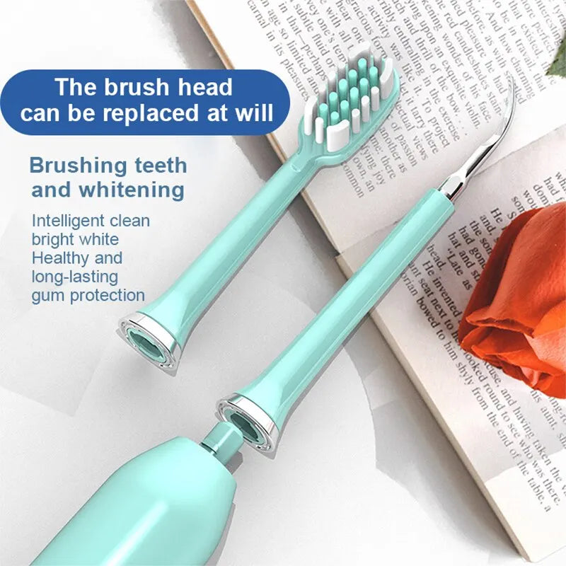 Ultrasonic Electric Toothbrushes Sonic Waterproof USB Charger Tooth Brushes Replacement Timer Dental Calculus Remover