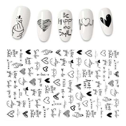 The New 3D Nail Sticker Cool English Letter stickers for nail  Foil Love Heart Design Nails Accessories Fashion Manicure Sticker freeshipping - ZeeK01