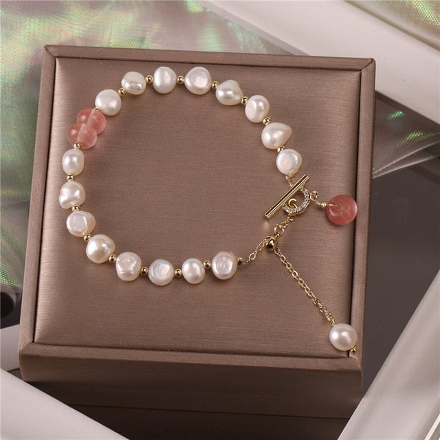Classic Fashion Natural Stone Pearl Pendant Bracelet for Woman Exquisite New Lucky Cuff Bracelet Anniversary Gift Luxury Jewelry freeshipping - ZeeK01